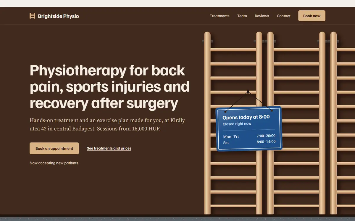 After: a clinic website, as redesigned by ui-designer.