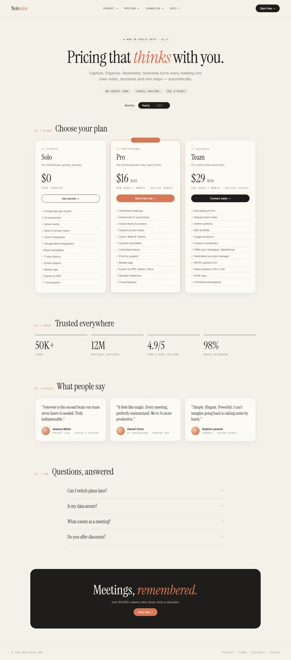 The whole page before: The new AI look: cream page, big serif, clay accent, monospace labels, pills.